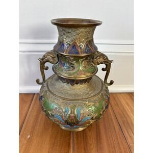 Antique Brass Japanese Cloisonne Champleve DRAGON Handle